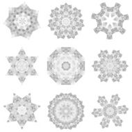set of abstract black and white floral pattern icon N4