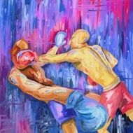 Boxing Abstract Art Oil Painting (Digital Art)