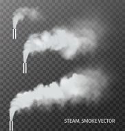 Realistic steam smoke pipe on transparent background Vector illustration