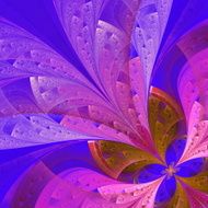 Beautiful fractal flower in blue and pink Computer generated