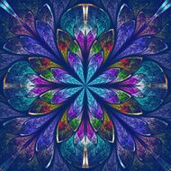 Multicolor beautiful fractal in stained glass window style N6