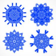 set of abstract blue floral pattern icon N2