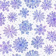 Watercolor snowflakes seamless pattern N3