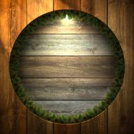 Blank Wooden background with Christmas wreath N3