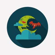 Halloween moon flat icon with long shadow eps10 N50