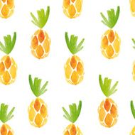 Seamless watercolor pattern with pineapples