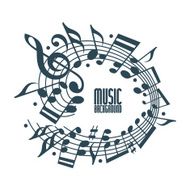 Simple single color music background with notes and clef N3