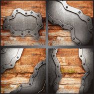 Vector metal and wood background set N15