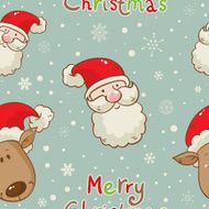 Christmas seamless pattern with Santa Claus and deer
