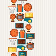 Sports seamless pattern with basketball icons in flat style N4