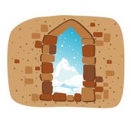 stone wall with window vector