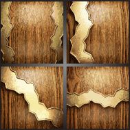 Vector wood and gold background set N23
