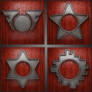 Vector metal on wood background set N13