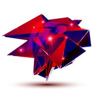 Textured plastic geometric object with flashes 3d ruby pixel