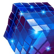 Contemporary bright background dot textured 3d cube