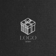 vector illustration with isometric gift box on cardboard texture