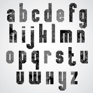 Grunge black rubbed lower case letters decorative striped font