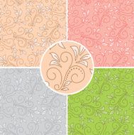 floral seamless patterns - vector colored backgrounds