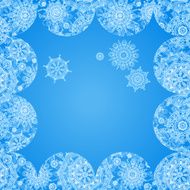 Concept winter frame with snowballs and snowflakes N2