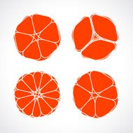 set of abstract red floral pattern