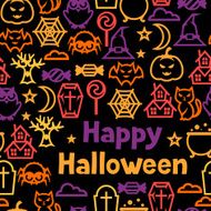 Happy halloween seamless pattern with flat icons