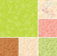 seamless color patterns with flora - vector