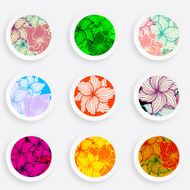 set of abstract colorful floral plate pattern N2