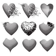 Set of broken hearts and healthy hearts N2