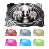 Three Dimensional button in a variety of colors Halftone pattern