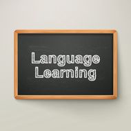 language learning on blackboard in wooden frame N2