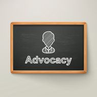 advocacy on blackboard in wooden frame N2