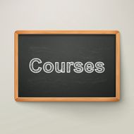 courses on blackboard in wooden frame N2