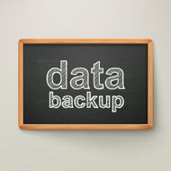 data backup on blackboard in wooden frame N2