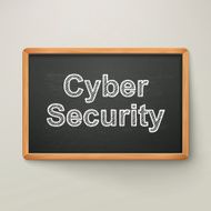 cyber security on blackboard in wooden frame N2