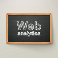 web analytics on blackboard in wooden frame N2