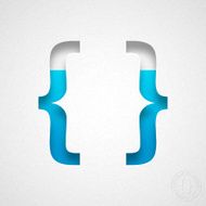 Brackets Symbol - Blue on Watercolor Paper N2