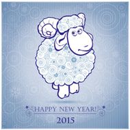 Funny sheep on white background of Snowflakes 2 N2