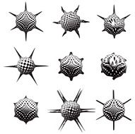 Futuristic Satellite Shaped Icons with Halftone Patterns