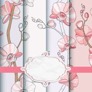 Set of four floral seamless patterns Orchids N2