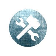 Repair icon with wrench and hammer vector pixel symbol