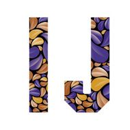 Beautiful floral alphabet letters I and J