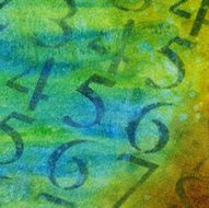 Vivid colored watercolor with texture and numbers