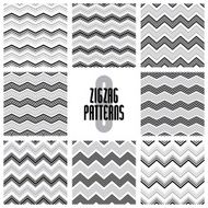Zig zag monochrome geometric seamless patterns set vector N2