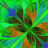 Beautiful multicolor fractal flower in stained glass window styl
