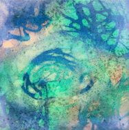 Psychedelic watercolor painting with textured swirls