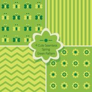 Set of 4 cute spring green seamless patterns