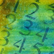 Bright colored watercolor art with texture and numbers