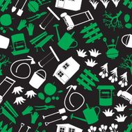 garden green white and black seamless pattern eps10