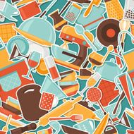 Seamless pattern with restaurant and kitchen utensils N6