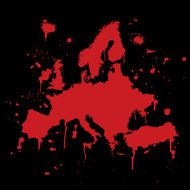 Europe map graffiti red splats on black wall